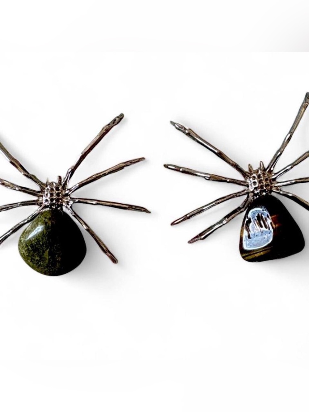 Metal and semi-precious stone spiders 2”